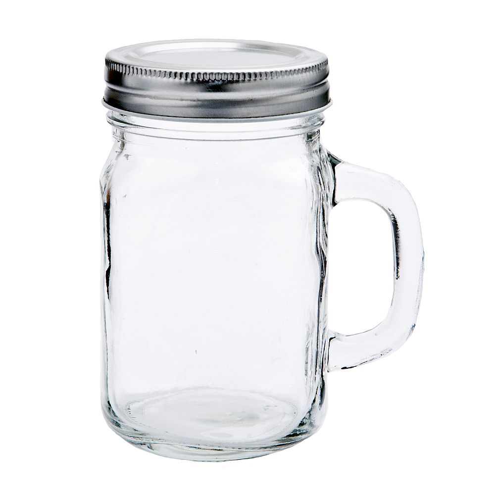 12 Ounce Bulk Glass Mason Jars with Handles and Lids – The Favors Factory