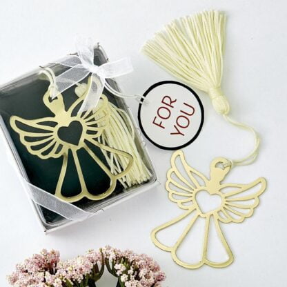 Golden Angel Metal Bookmark Favors with Ivory Tassel